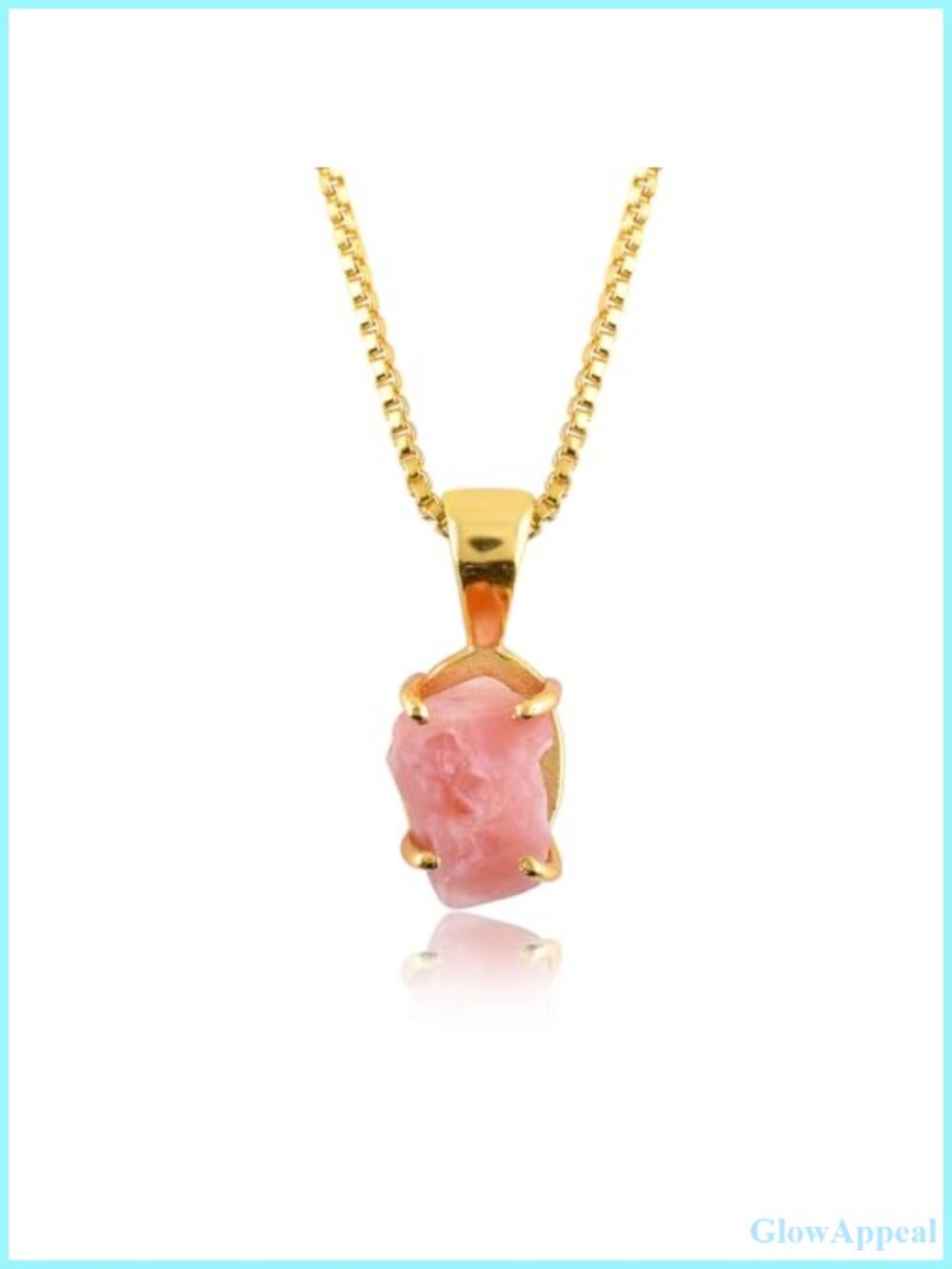 Raw Pink Opal Pendant Necklace 18k Gold Plated Box Chain Adjustable